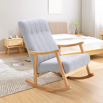 £149.95 • Buy Solid Wood Rocking Armchair Nursery Chair Velvet Fabric Upholstered Comfy Accent