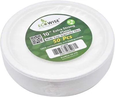 Super Rigid Strong Bagasse Disposable Party Paper Plates Biodegradable • £50