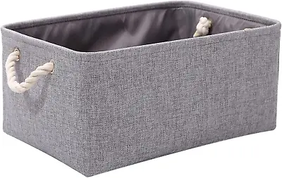 Fabric Grey Storage Boxes With Handles Small Grey Storage Basket Canvas Storag • £9.87