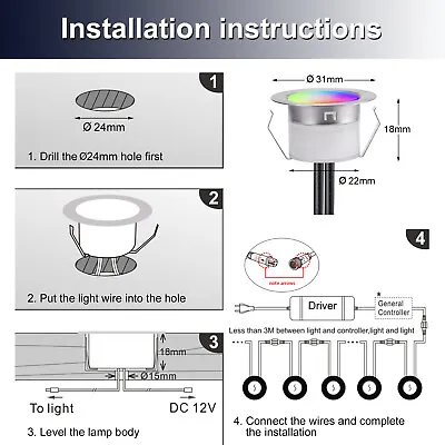 WIFI LED Deck/decking Lights RGBIC Colour Changing Kitchen Garden Plinth Lamps • £143.99