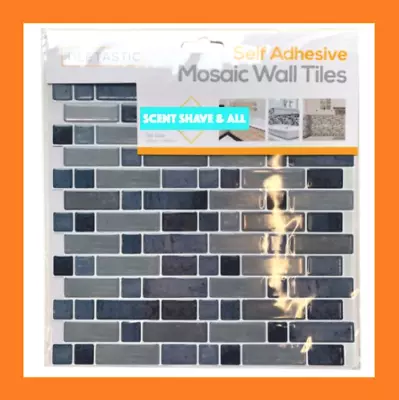 Grey Mosaic Tile Stickers 3D Adhesive Kitchen Wall Tiles Vinyl Bathroom Stick On • £29.95