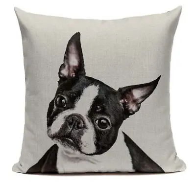 $19.16 • Buy Boston Terrier B1 Cushion Pillow Cover Cartoon Pet French Bulldog Handmade Case 
