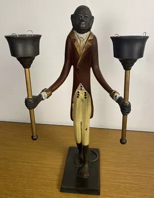 VTG Bronze/Brass Maitland Smith Butler Monkey Candle Holder “Nice” • $69.95