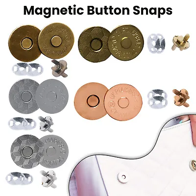 Magnetic Clasp Snap Fastener Closure Button Bag Buckle For Handbags Coat 2-50pcs • £10.79