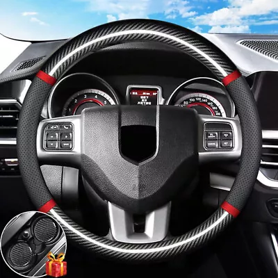 15  Carbon Fiber Leather Steering Wheel Cover Car Accessories For Dodge • $31.99