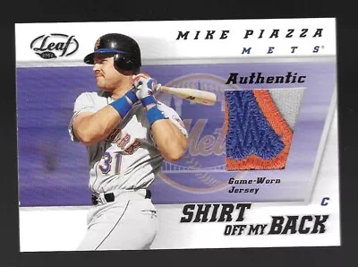 Mike Piazza 2002 Leaf Prime Logo Patch Game Worn Shirt Off My Back /150 Mets HOF • $11.50