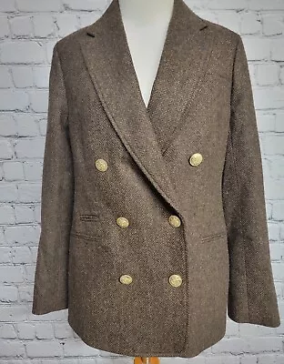 J Crew Bristol Blazer Jacket Brown Herringbone Moon English Wool Womens Size 6 • $148.88