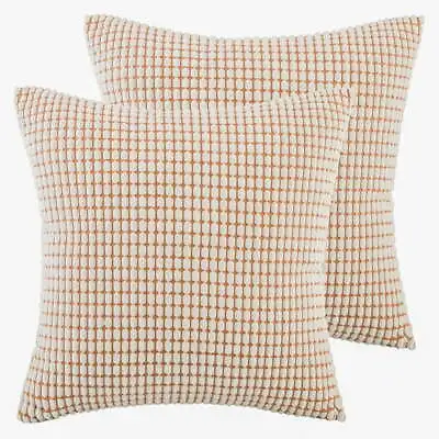 2 Pack Soft Corduroy Corn Striped Velvet Series Decorative Throw Pillow • $15.12