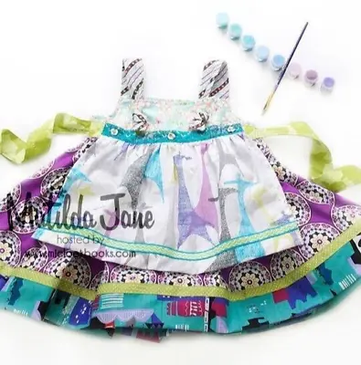 Matilda Jane Platinum Purple Sky High Aproned Knot Dress Size 6 EUC (7/10) • $41.95