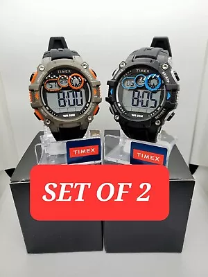 Timex Men's SET OF 2 Big Digit DGTL 48mm Black/Blue & Orange/Gray  • $57