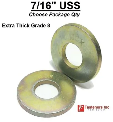 7/16  USS Extra Thick MCX Style Flat Washers Grade 8 Steel Zinc Yellow • $11.54