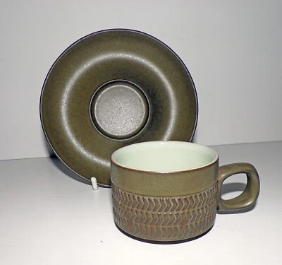 Denby Pottery Chevron Pattern Demitasse Espresso Coffee Cup & Saucer Stoneware • £5.15