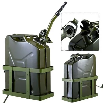 5 Gallon 20L Gas Can Steel Tank W/ Holder Emergency Backup • $44.59