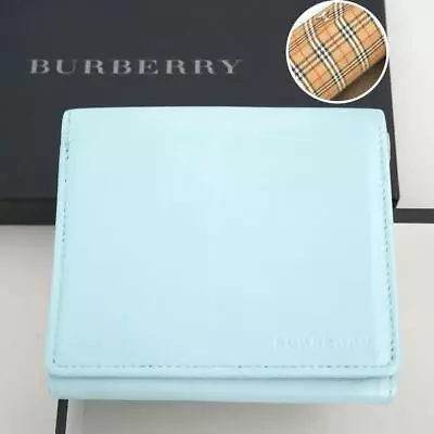 BURBERRY Mini Wallet Nova Check Trifold Light Blue Women Preowned From Japan • $331.87