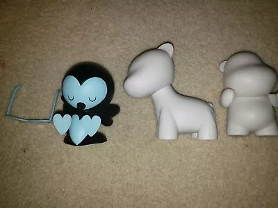 Kidrobot Munny Lot World Raffy Bub Lot DIY White Blanks & Love Bird Blk No Box • $24.95