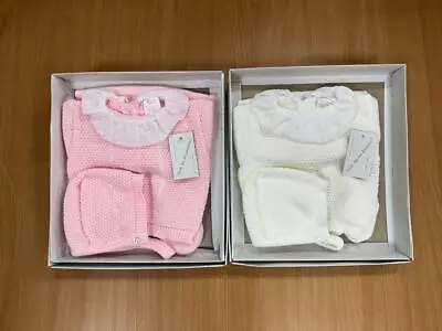 Newborn Baby Girls/boys Spanish Knitted Outfit With Bow Gift Box Set 0-3 Month • £12.99