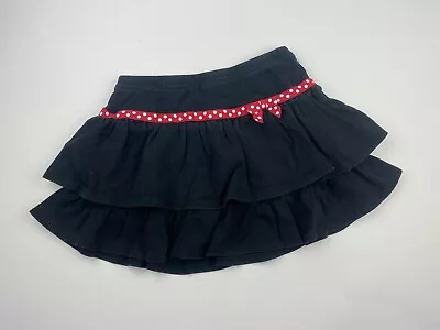 Gymboree 4t Girls Solid Black Skirt Tiers Ruffles Red Ribbon Pull On Skort  • $8.98