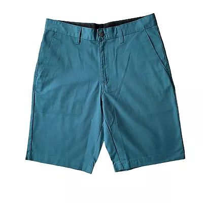 Volcom Men's 31 Teal Flat Front Shorts 10  Inseam With Pockets Chino Summer • $25