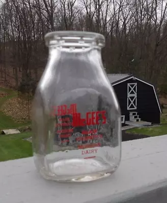 Vintage 1957 P.S. McGee Red Paint Half Pint Milk Bottle Roaring Spring Pa • $13.95