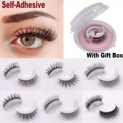 2pcs Reusable Self-Adhesive Eyelashes 3D Natural Multiple Reversible Glue-Free • £4.44