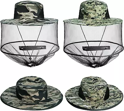 2 Pack Mosquito Head Net Hat Sun Hat Garden Bug Hat With Hidden Net Mesh For Out • $20.28