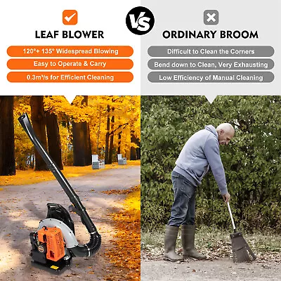 63 CC 2 Stroke Backpack Gas Powered Leaf Blower Commercial Grass Lawn Blower • $155.80