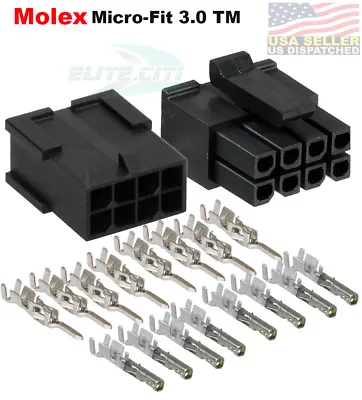 Molex  (8 Circuits) Male & Female Housing W/ Pins 20-24 AWG Micro-Fit 3.0™ • $8.71