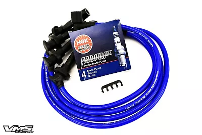 Vms Blue Wires + Ngk Iridium Spark Plugs For 90-94 Mitsubishi Eclipse Gst Gsx • $71.95