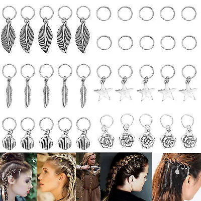 Silver Metal Hair Rings Braid Dreadlocks Bead Hair Cuffs Dread Tube Charm • £3.29