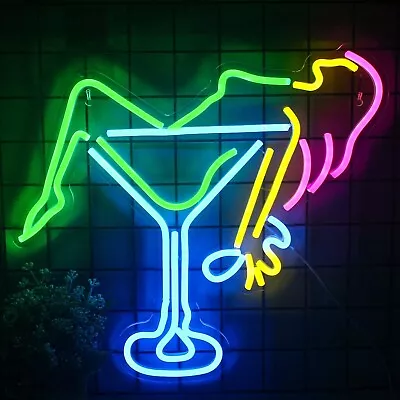 Woman Martini Glass  Neon LED Light Sign 15 X16.5.”  Eco Friendly In Stock • $75