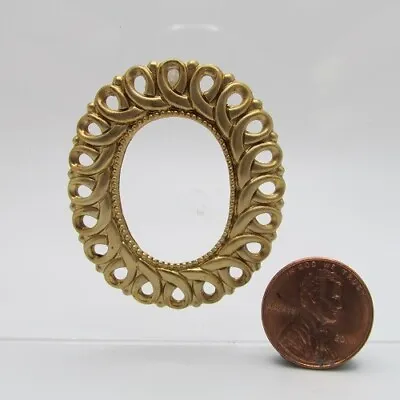 Dollhouse Miniature Oval Metal Wall Picture Frame In Gold D2000 • $1.16