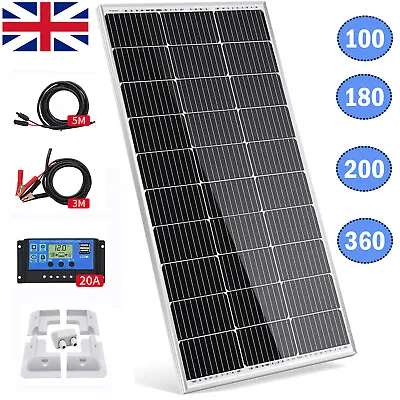 180W Solar Panel Kit 12V Battery Charger 20A Controller RV Trailer Camper Van • £9.99