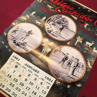 PETERS CARTRIDGE CO 1901 CALENDAR Vintage 1991 Reproduction Never Used Great ART • $15.89
