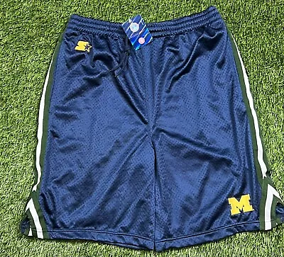 NWT'S Starter Michigan Wolverines NCAA Basketball Shorts Men's M Navy Blue • $24.29