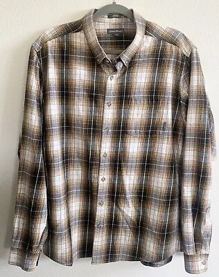 Eddie Bauer Flannel Shirt Men Tall XL Windowpane Plaid Long Sleeve Classic Fit • $12