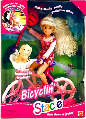 Mattel Barbie 1996 NIB Bicyclin Stacie 8  Doll & Bike Playset With Puppy • $69.10