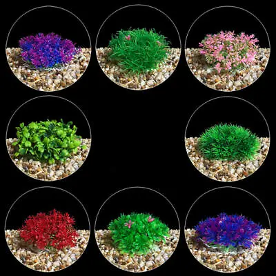 $10.98 • Buy Plastic Fake Grass Flower Aquarium Fish Tank Accessories Decor Landscape Plants
