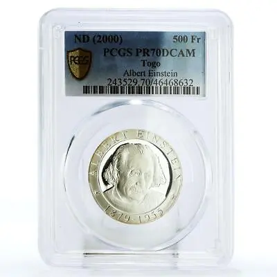 Togo 500 Francs Famous Scientist Albert Einstein PR70 PCGS Silver Coin 2000 • $299.57