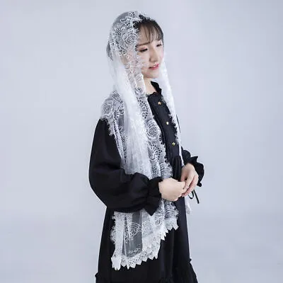 Women Mantilla Church Chapel Scarf Lace Mass Veil Head Covering Muslim • £10.79