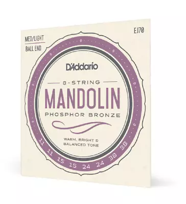 D'Addario EJ70 Mandolin Strings Phosphor Bronze Ball End Medium Light 11-38 • $9.74