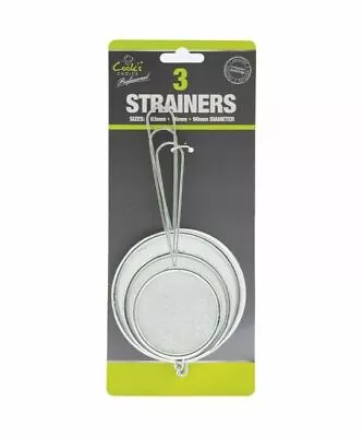 3pc Stainless Steel Sieves Strainer Small Colander Airing Drain Kitchen Mesh Set • £3.95