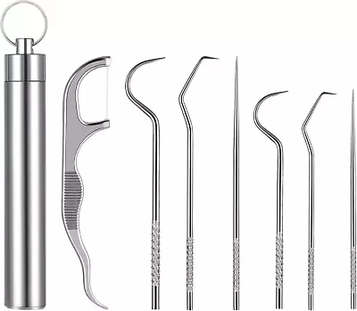 7 Pcs/set Portable Stainless Steel Pocket Set Reusable Metal Toothpicks Holder • $9.54