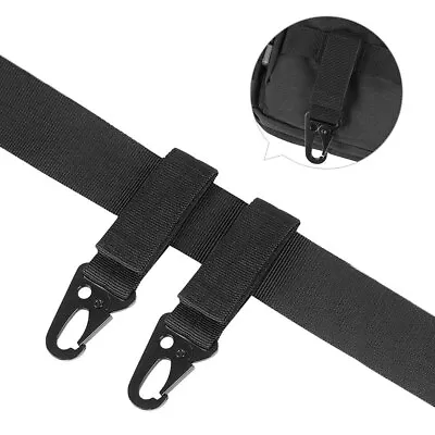 2x Tactical Molle Belt Carabiner Keychain Hook Strap Clip Webbing Buckle Black • $12.34