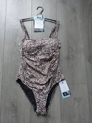 M&s Marks & Spencer Brown Mix Magic Shaping Swimming Costume Size 10 • £17.99