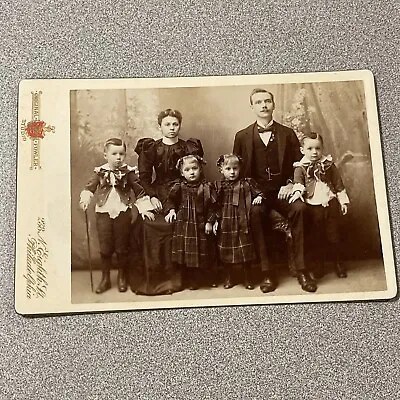 Family Of Six Boy W/ Cane Fowler Eighth Street Philadelphia Antique Cabinet Card • $10.88