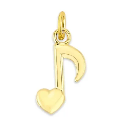 Solid Gold Music Note Heart Charm 10k Or 14k Tiny Collectable For Bracelet • $28.49