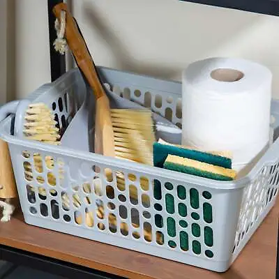 Wham Plastic Cool Grey Handy Storage Basket With Carry Handles • £2.99