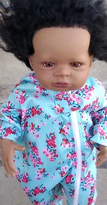Reborn Baby Doll Toddler Boy Girl African Biracial Doll 20  Black American USED  • $39.98