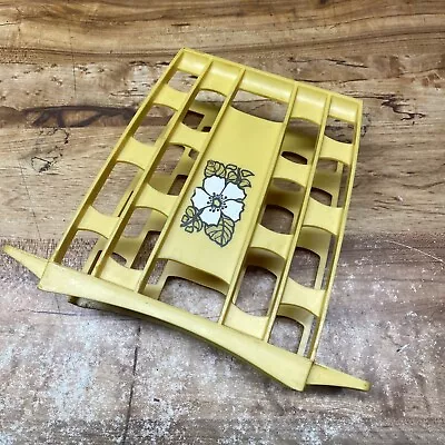 Vintage MCM Plastic Napkin Holder Yellow Gold With Flower • $12.55