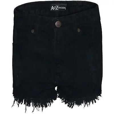 £7.99 • Buy Kids Girls Shorts Jet Black Denim Bermuda Skinny Ripped Jeans Summer Chino Short